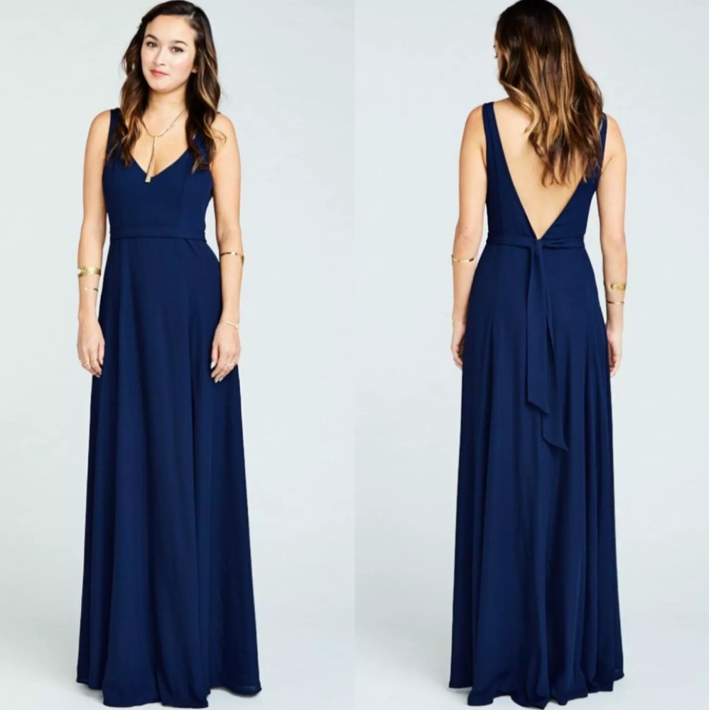 Show Me Your Mumu Jenn Maxi Dress- Rich Navy Crisp- XS